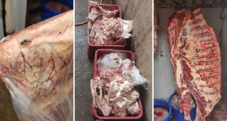 Carne comercializada é oriunda de abate clandestino. Homem de 44 anos foi preso 