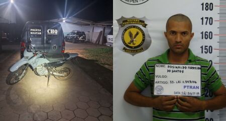 O suspeito estava em uma motocicleta  XTZ Lander furtada em Campo Grande