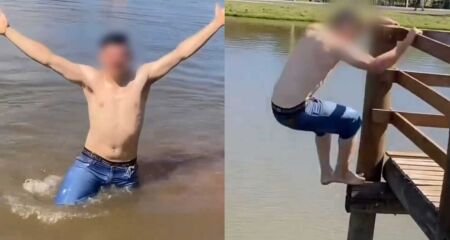 Jovens flagrados nadando em lago do Parque das Nações Indígenas