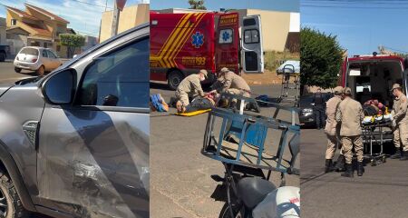 Acidente em cruzamento deixa motoentregador ferido em Nova Andradina 