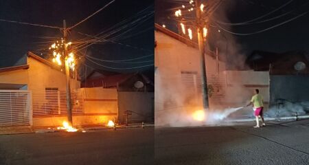 O incêndio ameaçou atingir uma casa próxima