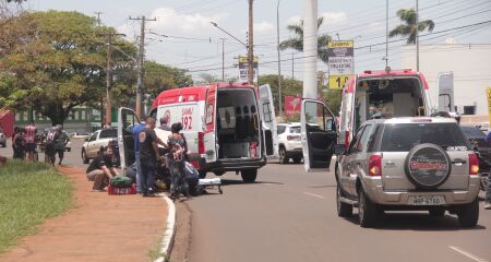 Condutor da moto teve ferimentos leves, mas o condutor da bicicleta teve ferimentos considerados graves