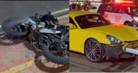 De acordo com relatos de testemunhas, o motorista do Porsche teria avançado o semáforo, colidindo violentamente contra uma motocicleta