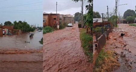 Ruas ficam totalmente alagadas durante e após chuvas fortes