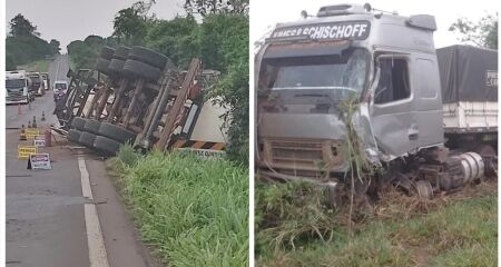 Uma das corretas tombou na pista após a colisão