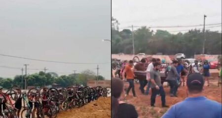 Amigos prestaram últimas homenagens ao ciclista morto em acidente