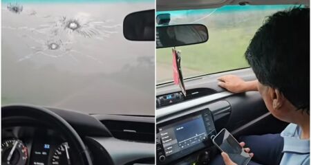 Vídeo publicado pelo ex-presidente nas redes sociais mostra o carro em que ele estava com marcas de tiros no vidro