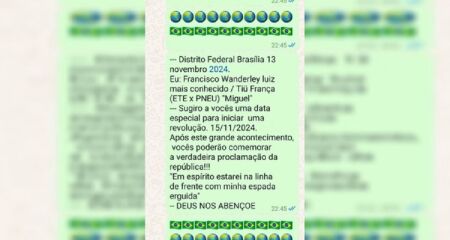 Uma hora antes do ataque com explosivos, Francisco Wanderley publicou série de ameaças e disse que 15/11 seria a data de "nova proclamação"