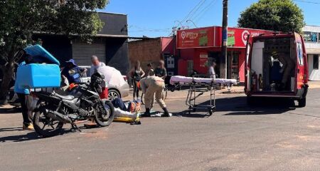 Motociclista foi socorrido pelo Corpo de Bombeiros