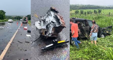 Destroços pela pista, incluindo o motor da Tucson