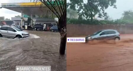 Ruas ficaram alagadas em Campo Grande