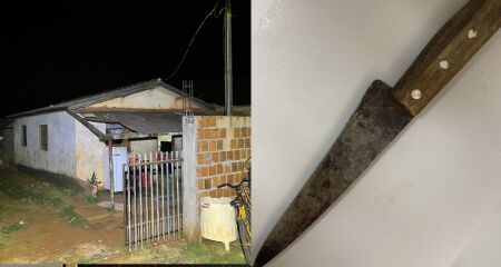 A faca utilizada no crime foi recolhida pela Polícia Militar
