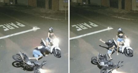 Situação só não foi pior, porque o outro motociclista estava em velocidade moderada