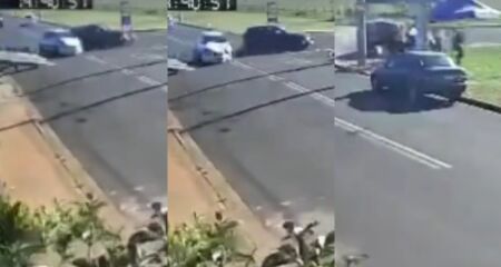 Uma câmera de monitoramento registrou o momento da batida
