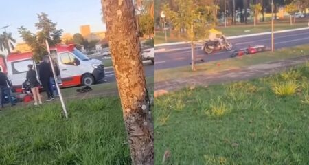 Pedaços da motocicleta ficaram espalhados pela avenida 