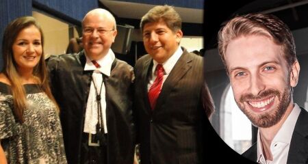 Adriane Lopes, Ronaldo Chadid e Lídio Lopes (esposo da prefeita)/Ao lado, o advogado Chadid Júnior