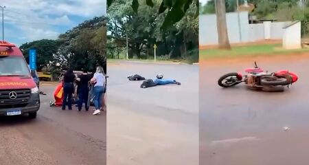 Mulher, que estava na garupa, foi socorrida pelo Corpo de Bombeiros para o hospital da cidade