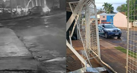 Câmera mostra impacto em garagem na Vila Nhanhá