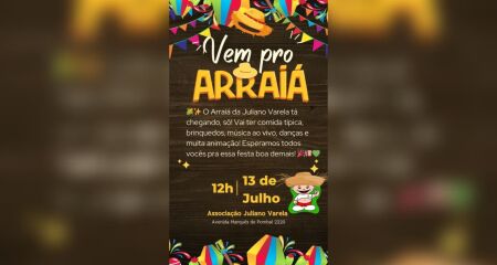 Evento será no dia 13 de julho, com comidas típicas, brincadeiras, música ao vivo e muita animação
