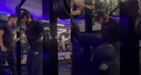 Luis Pasetti, de Campo Largo, não consegue travar aparelho e, ao relaxar o corpo, é empurrado para baixo pelos pesos