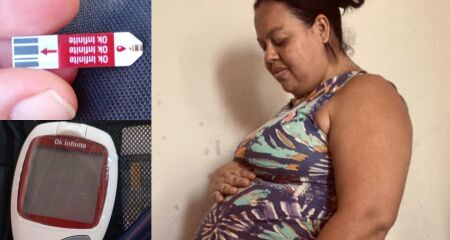 Handressa Rômulo, de 35 anos, está grávida de alto risco e denuncia falta de fitas para glicose, insulina e aparelhos no CEM há meses