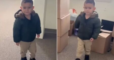 A mãe filmou a reação do filho, de 4 anos, conhecendo sua primeira casa depois de viver mais de um ano em um abrigo nos Estados Unidos; veja