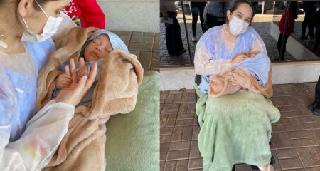 Laura se reencontrou com o pequeno Miguel após 21 dias na UTI