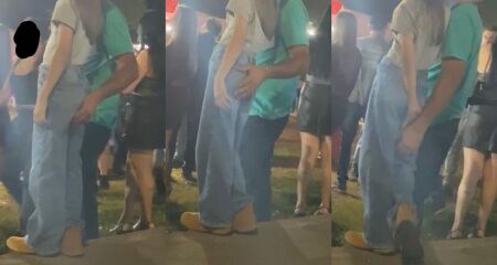 Momento flagrado por testemunha, durante evento em Cascavel