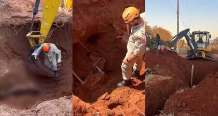 Foto dos três casos de acidente com escavação