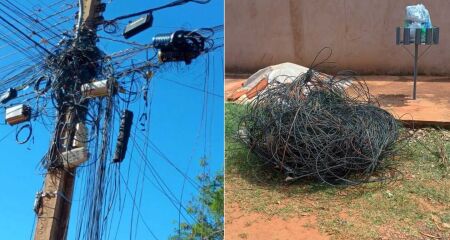 Fios são deixados jogados na rua e ningém se responsabiliza por eles