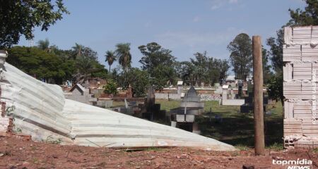 Muro é destruído, mas rapidamente funcionários 'dão um jeito'.