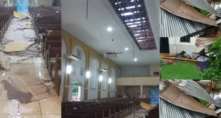 Ventos fortes danificam Igreja Matriz e Paróquia de Fátima do Sul altera horários e locais de missas