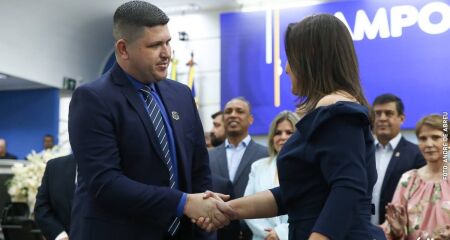 Secretário municipal de Segurança Pública Anderson Gonzaga e a Prefeita de Campo Grande Adriane Lopes