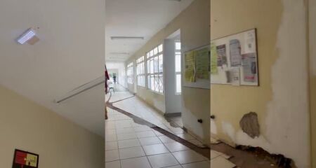 Corredores escuros, piso com buracos e ventilação comprometida colocam pacientes e funcionários em exaustão