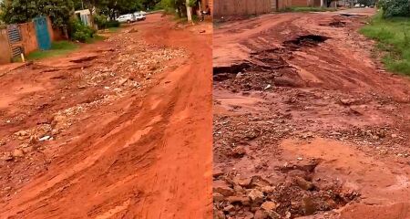 Chuvas intensas fazem terra ceder após obras de esgoto e casas começam a apresentar rachaduras