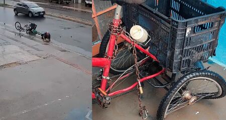 Imagens mostram o momento em que o idoso cai e é ajudado por populares