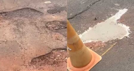 Moradores se uniram para tapar os buracos no bairro Mata do Jacinto em Campo Grande