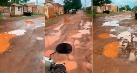 Com mais buracos do que ruas, moradores enfrentam dificuldades para circular pelo bairro Morenhina IV