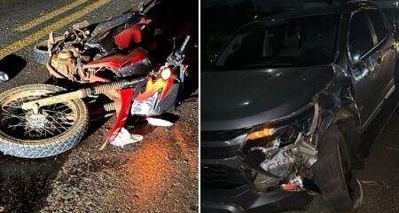 Acidente entre moto e caminhonete mobilizou equipes de resgate, Pol&iacute;cia Militar e PRF 