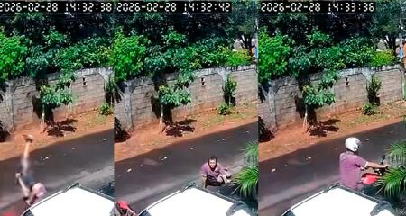 C&acirc;meras de seguran&ccedil;a registram momento do impacto no bairro Jardim Vida Nova