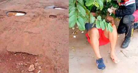 Ap&oacute;s queda por causa de buraco, motociclista de aplicativo n&atilde;o pode voltar ao trabalho 