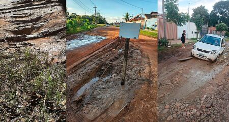 Moradores correm o risco de atolar sempre que saem de casa 