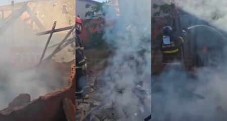 O inc&ecirc;ndio foi contido pelo Corpo de Bombeiros da cidade