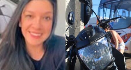 Mulher em moto morreu ap&oacute;s ser atropelada por um &ocirc;nibus na sexta-feira 