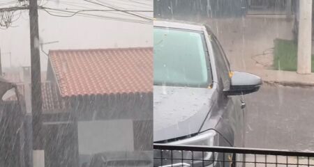 Carro tamb&eacute;m recebeu pedrisco de gelo