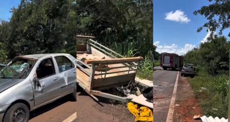 Acidente aconteceu na sa&iacute;da para Ivinhema, pr&oacute;ximo &agrave; ponte do C&oacute;rrego do Baile