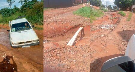 Imagens monstram morador atolado sendo resgatado de guincho