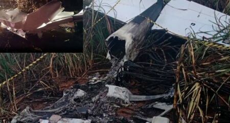 O corpo do piloto foi encontrado carbonizado dentro da fuselagem