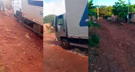 Em mais uma cap&iacute;tulo das ruas sem asfalto da cidade, moradores nem conseguem sair de casa na Vila Romana