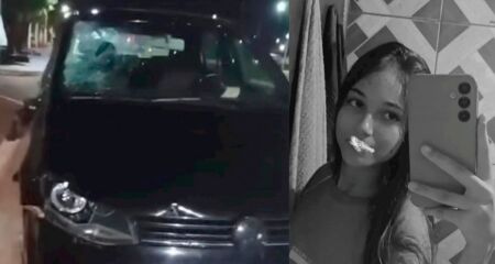 A menina bateu a cabe&ccedil;a contra o para-brisa do carro